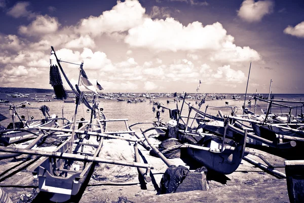 Boote Strand Hafen Von Jimbaran — Stockfoto