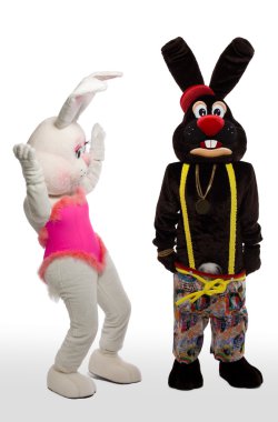 Maskot bunny kostüm - karışık sahne