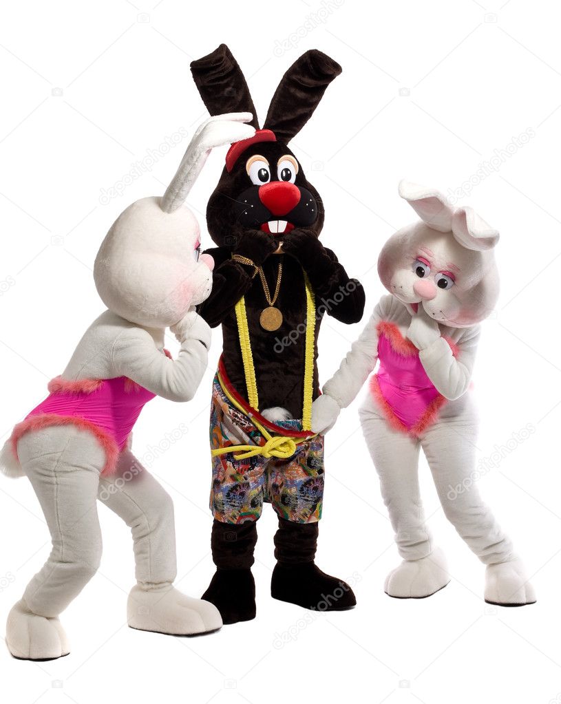 Three Mascot Bunny Costume Confused Scene Naked Playboy — Stock Photo ©  Wisky #4661306