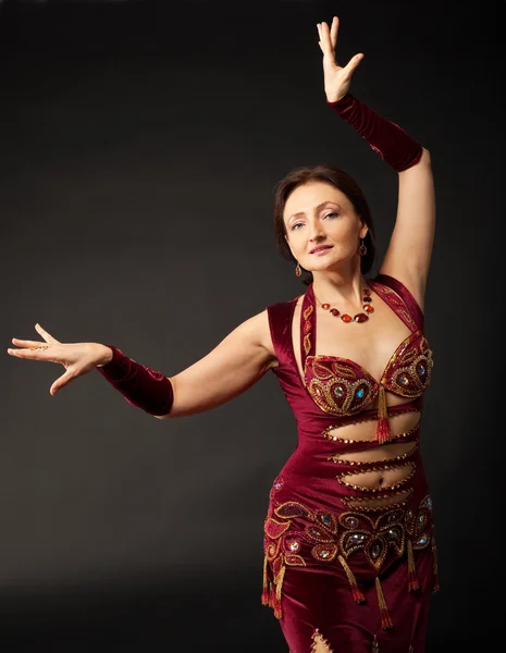 Beauty Mature Woman Dance Arabic Costume — Stock Photo, Image