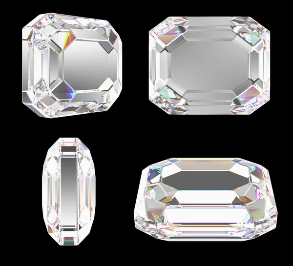 Diamant Mit Klassischem Smaragdschliff Isoliert Mit Clipping Pfad — Stockfoto