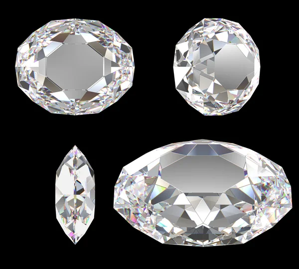 Diamant Klassischer Schliff Isoliert Mit Clipping Pfad — Stockfoto
