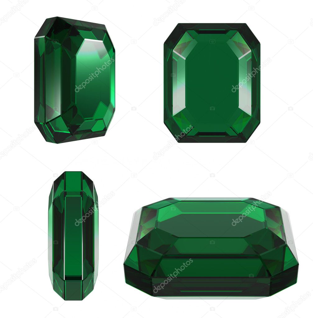 Emerald classic cut different view isolated