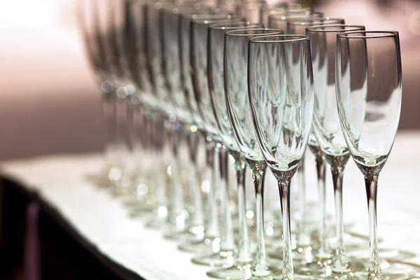 stock image Glass prepare in a row defocused