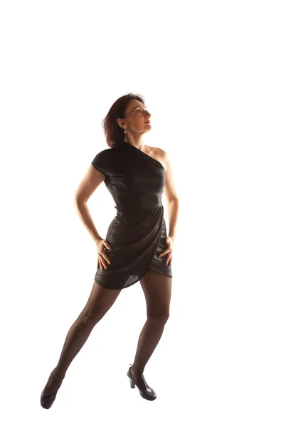 Skönhet mogen kvinna i dans utgör — Stockfoto