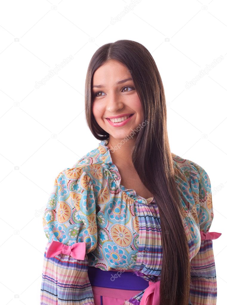 Pretty girl smile - traditional russian costume