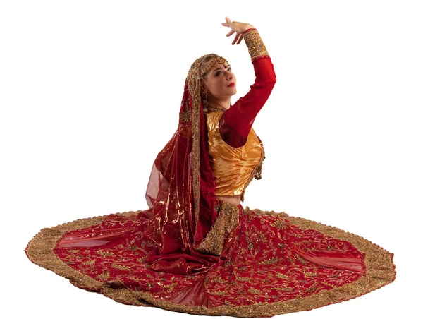 Belleza chica posando en traje indio — Foto de Stock