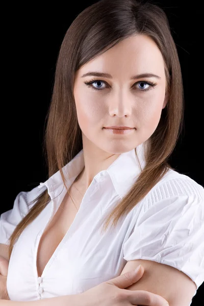 年轻漂亮的女人-严肃的商业肖像 — 图库照片