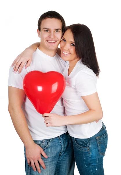 Par med ett rött hjärta — Stockfoto