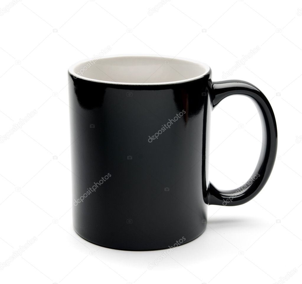 Black cup on a white background
