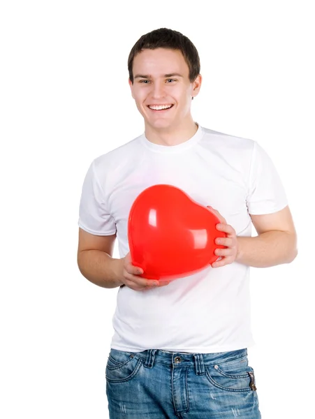 Um tipo com um coração vermelho — Fotografia de Stock