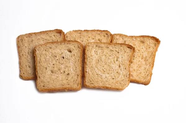 Segmenten Van Wit Brood Een Witte Achtergrond — Stockfoto