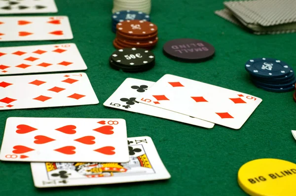 Kaarten Poker Chips — Stockfoto