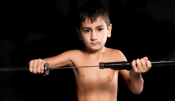 Chłopiec Miecz Samurajski — Zdjęcie stockowe