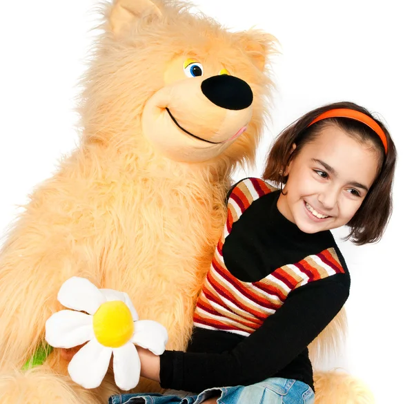 Chica con oso — Foto de Stock