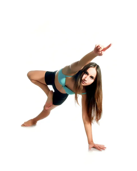 Beyaz Bir Arka Plan Üzerinde Izole Kadın Fitness — Stok fotoğraf