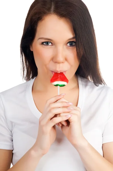Pretty girl with candy — Stock Photo, Image