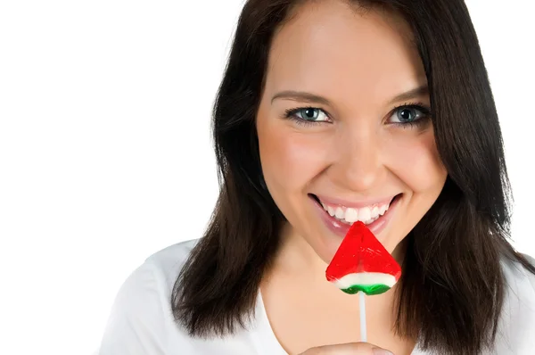 Pretty girl with candy — Stock Photo, Image