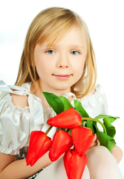 Meisje met bloemen — Stockfoto