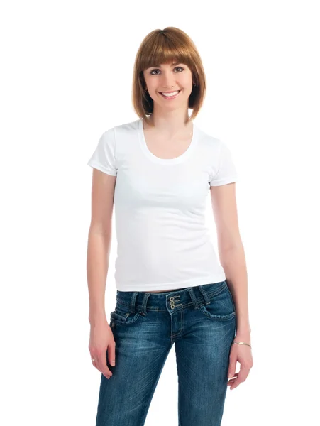 Egy tiszta pólót visel, fehér kaukázusi tini — Stock Fotó