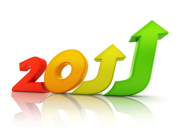 2011 Yılında Büyüme Umut Refah Mesajı Negatif Pozitif Yeşil Kırmızı — Stok fotoğraf