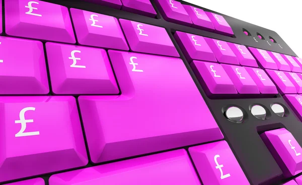 Computer Keyboard Violet Pound Money Keys — Stock Photo, Image