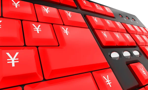Computertoetsenbord Met Rode Yen Geld Toetsen — Stockfoto