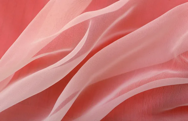 Текстура Рожева Тканина Органзи Красивими Складками Стокове Фото