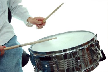 A snare drummer practicing his rudiments clipart