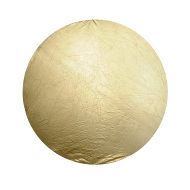 A round gold reflector isolated on a pure white background. It also looks like a round ball, sphere, or balloon. clipart