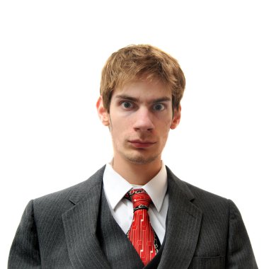 Serious and Direct unemotional man in suit clipart