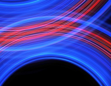 Abstract background of glowing stripes of streaks of light bands in a form of several lines on black background. Long Exposure. clipart