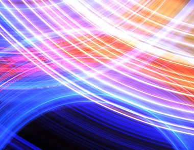 Abstract background of glowing stripes of streaks of light bands in a form of several lines on black background. Long Exposure. clipart