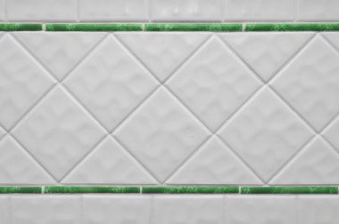 Clean Simple White Tile Wall Background with two green lines clipart