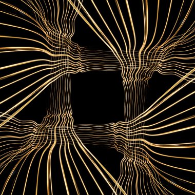 Abstract woven glowing lines center background on black background clipart