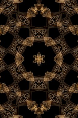 Chocolate Seamless Fractal Pattern with brown wavy woven lines on black background. Very creamy indeed. clipart