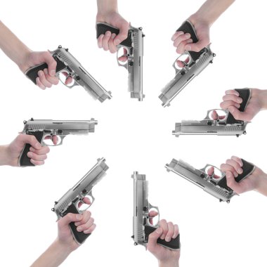 Guns pointing towards center clipart