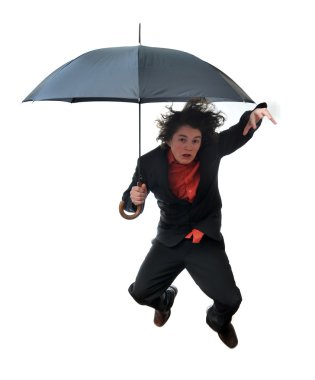 şemsiye ile atlama işadamı