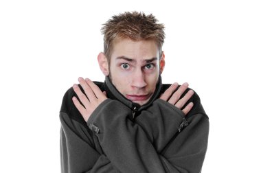 Young man shivering clipart