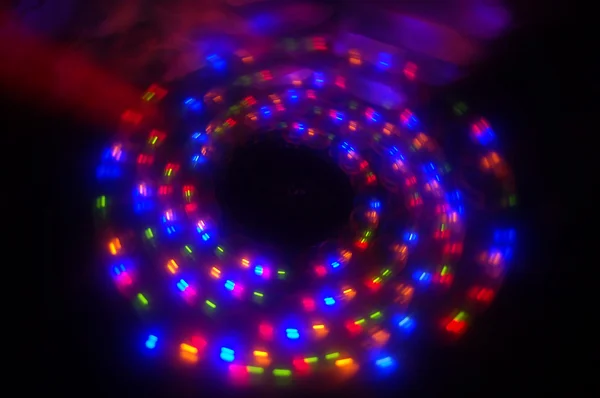 Lunga Esposizione Luci Lampeggianti Lampeggianti Una Spirale — Foto Stock
