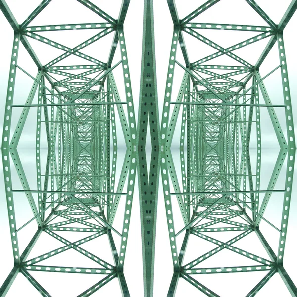 Een Abstracte Symmetrische Beeld Van Groene Metaal Uit Een Brug — Stockfoto