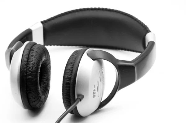 Large Isolated Headphones Black White Image — Stock Photo, Image