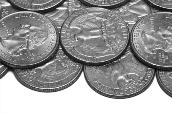 Two Layers Quarters Isolated White — Stock Photo, Image