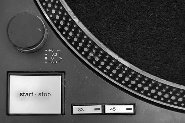 Feche Uma Plataforma Giratória Com Botões Start Stop — Fotografia de Stock