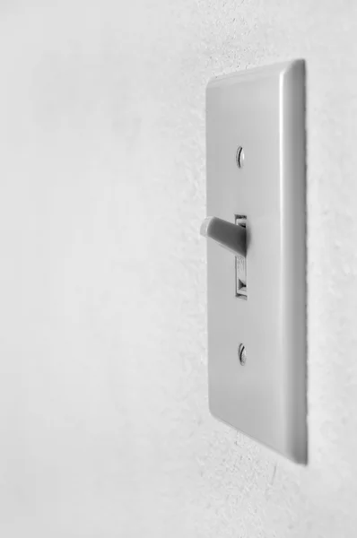 Single Light Switch White Wall Angle — Stock Photo, Image