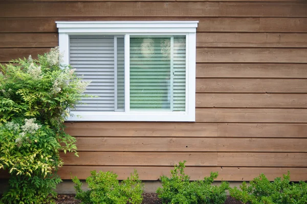 stock image Window exterior on a wooden house building