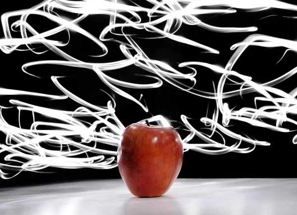 Apple with Long Exposure Light Painting — Stock Photo, Image