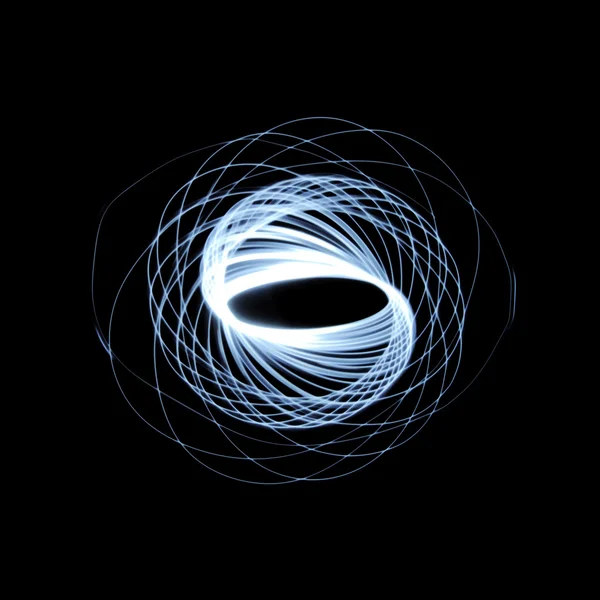 孤立在黑色背景上的抽象的长时间曝光 Physiogram — 图库照片