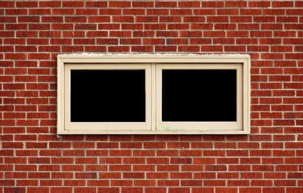 Окно Кирпичной Стене Ведущей Смоляную Черную Комнату — стоковое фото