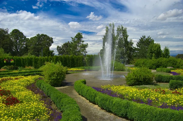 Una Fuente Medio Jardín — Foto de Stock